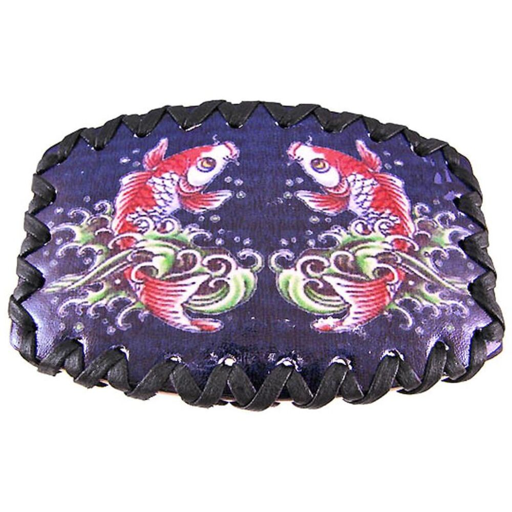 Tattoo Koi Fish Black Leather Belt Buckle Strength